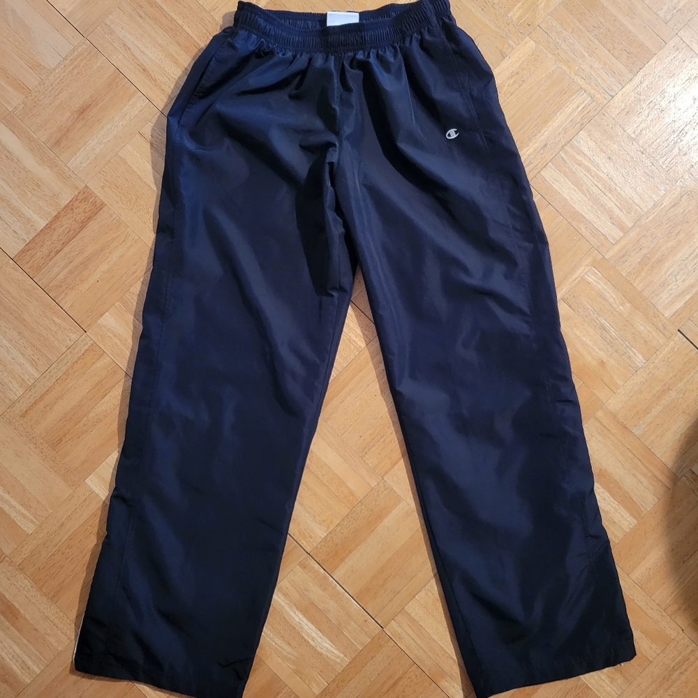 Champion Black w/White Bottom Stripe Sweatpants/Track Pants szSML